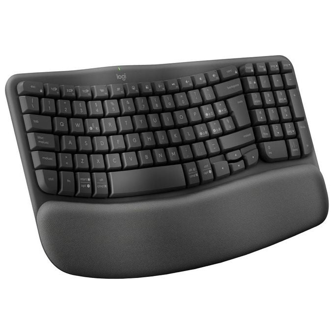Logitech 920-012293 Wave Keys Tastiera Ergonomica Wireless Bluetooth QWERTY Layout Italiano Full-size Poggia Polso colore Grafite