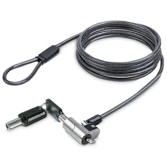 StarTech.com NANOK-LAPTOP-LOCK Cavo di Sicurezza per Laptop con Nano Slot 2 m Chiave Antifurto Rotazione 360° colore Nero Argento