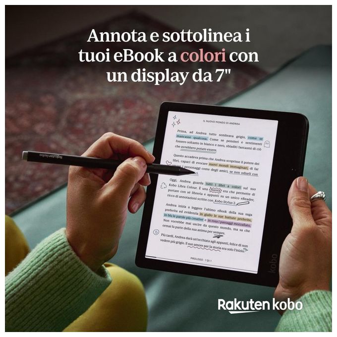 Kobo N428-KU-BK-K-BU Libra Colour eBook Reader Display 7'' E Ink Kaleido 32 GB RAM 1000 MB Wi-Fi Bluetooth USB tipo-C colore Nero