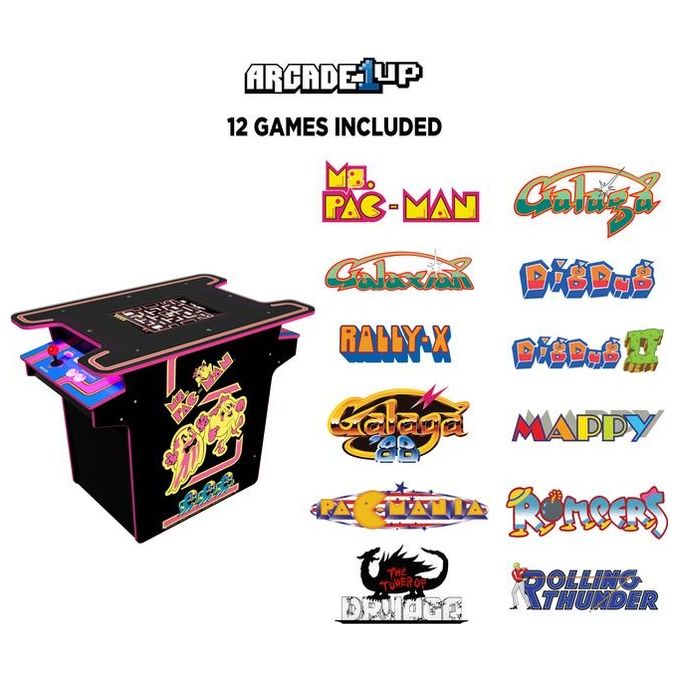 Arcade1up MSP-H-01241 Ms Pac-Man Head to Head Tavolo Cabinato Arcade Console Retrogaming Schermo LCD 17'' 12 Giochi colore Nero