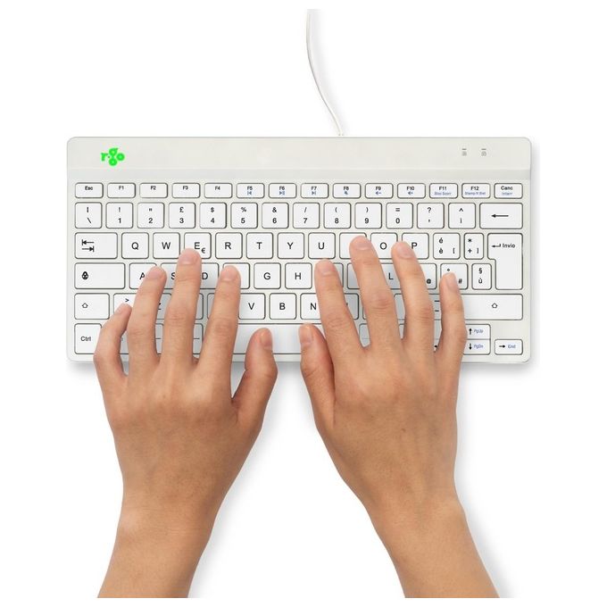 R-Go Tools RGOCOITWDWH Tastiera Ergonomica Compact Break Mini USB QWERTY IT con Software Break colore Bianco