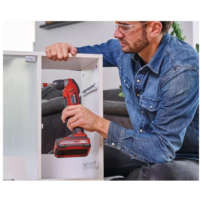 Einhell 4514290 Power X Change Trapano Avvitatore Angolare a Batteria 18 V 45 Nm Mandrino 10 mm LED Senza Batteria colore Nero Rosso