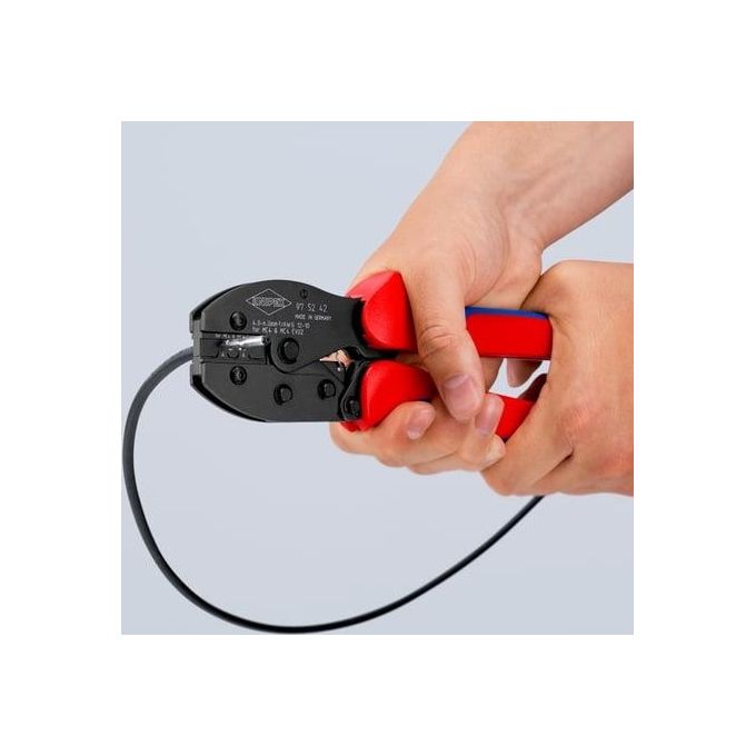 KNIPEX 97 52 42 PreciForce Pinza per capicorda per terminali MC4-MC4 EVO 2 4 6 mm² 12 10 AWG colore Brunita