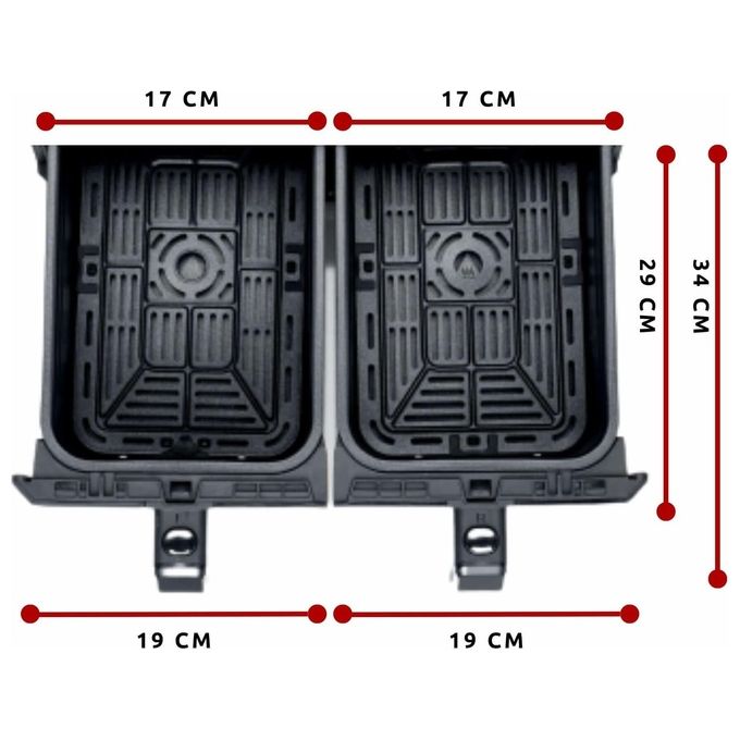 Ariete 4623 Airy Fryer Dual Friggitrice ad aria 8 L 1700 W Doppio Cestello 8 Programmi Display LED Touch colore Nero