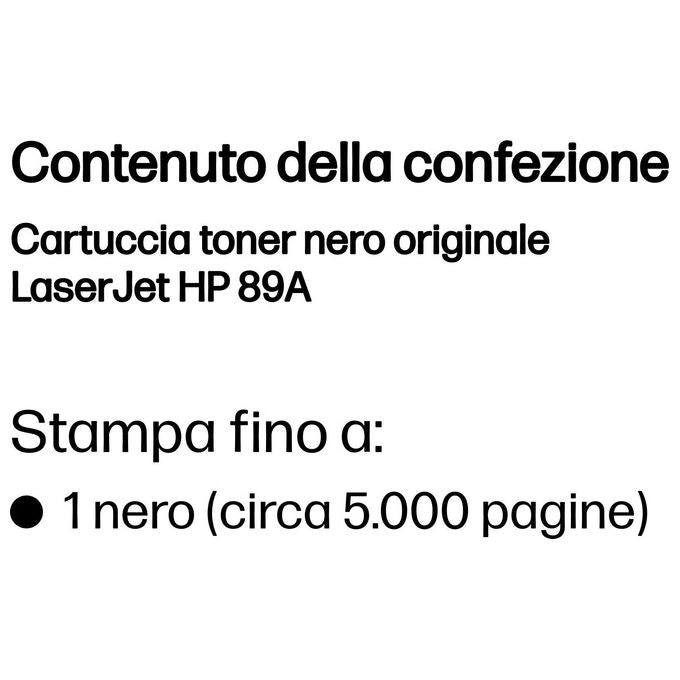 HP CF289A Toner Originale LaserJet Enterprise M507 MFP M528 5000 pagine colore Nero