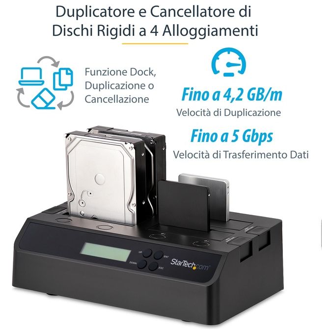 StarTech Dock duplicatore per dischi rigidi 1:3 indipendente eSATA USB 3.0 a SATA 4 alloggiamenti