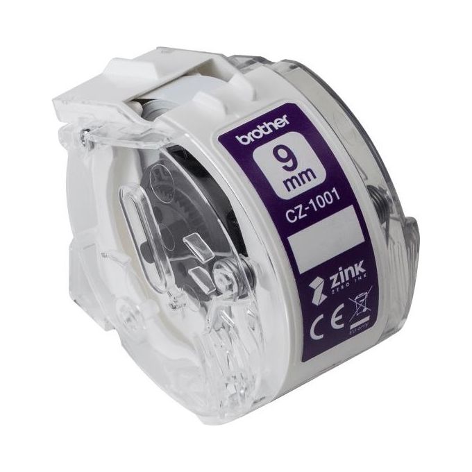 Brother CZ-1001 Nastro a Lunghezza Continua Originale Larghezza di 9mm per Stampante di Etichette a Colori VC-500W