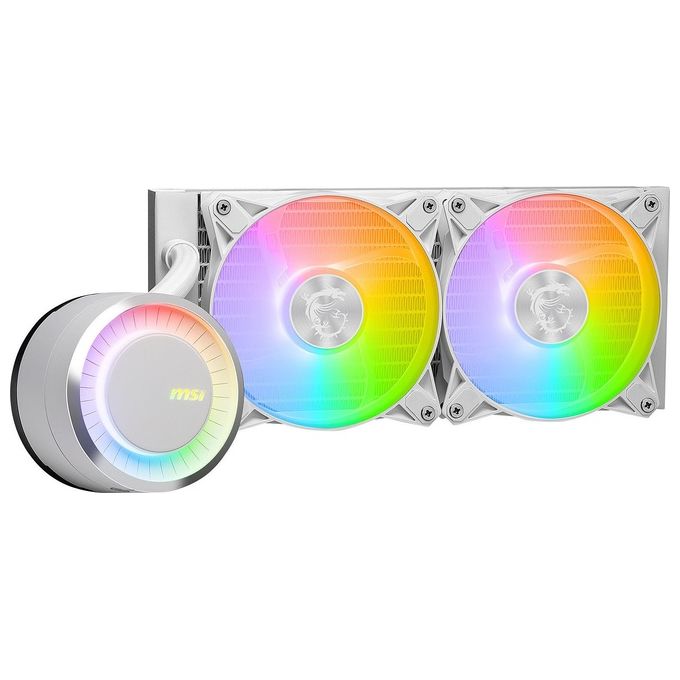 MSI MAG CORELIQUID E240 Dissipatore a Liquido AIO 240mm 2 Ventole ARGB 120mm Pompa 2 Camere Split-Flow AM5 AM4 LGA1700 colore Bianco