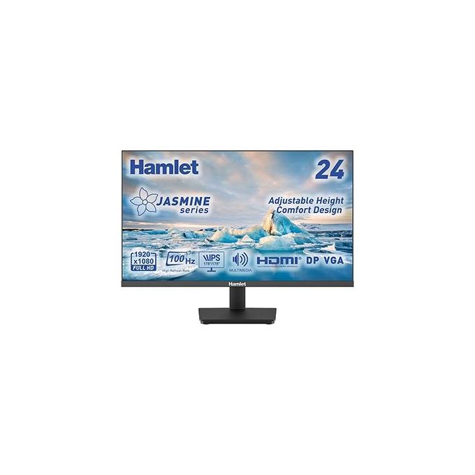 Hamlet HM24JF-VDR Monitor 23'' FHD IPS 100Hz HDMI DisplayPort VGA Altoparlanti Integrati Base Regolabile in Altezza colore Nero