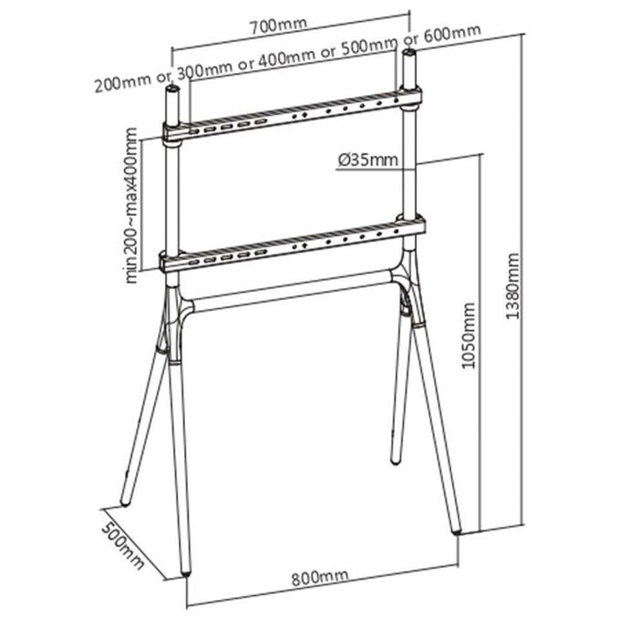 Munari KE092NS Supporto TV a pavimento 177,8 cm (70'') 40 Kg Compatibilita' VESA 200x200 600x400 colore Nero Noce