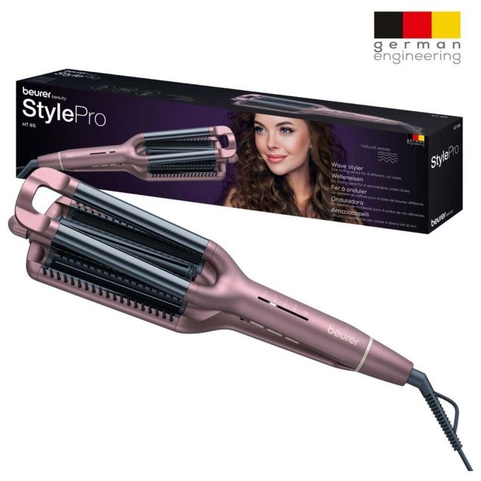 Beurer HT 65 – Arricciacapelli 4 in 1 per Onde, 120 W, 160-210 °C, Ceramica e Cheratina, Spegnimento Automatico, colore Lilla