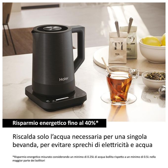 Haier HKE5A 011 I-Master Serie 5 Bollitore Elettrico 1,7 L 2200 W 7 Temperature Touch colore Nero
