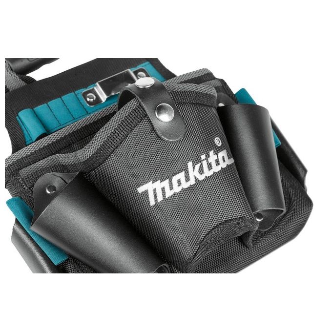 Makita E-15182 Borsa Portautensili per Trapano Ambidestro in Pelle e Poliestere con Supporto per Metro e Clip per Cintura colore Nero