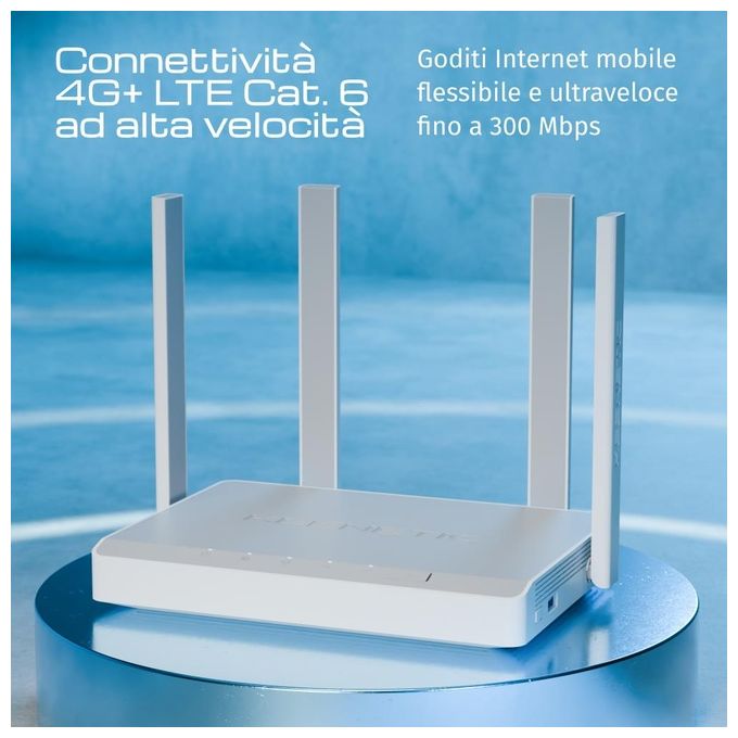 Keenetic KN-2311-01-EU Hero 4G+ Modem Router Wi-Fi 6 AX1800 Mesh 4G LTE 4 porte Gigabit USB 3.0 VPN colore Grigio