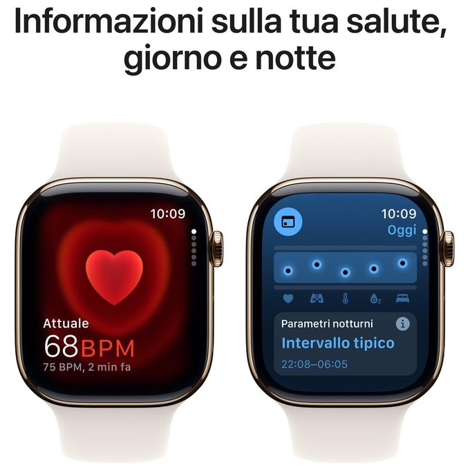 Apple MWYY3QL-A Apple Watch Series 10 Smartwatch GPS + Cellular 46 mm con Cassa in Titanio e Cinturino Sport Loop colore Oro