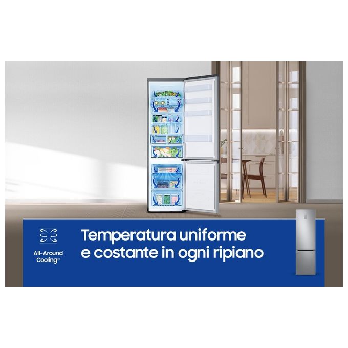 Samsung RB38C676CS9 EcoFlex AI Frigorifero Combinato 390 L 203 cm Classe C 35 dB No Frost WiFi colore Metal Inox