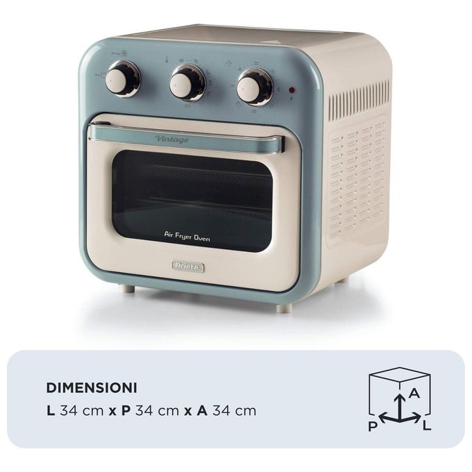 Ariete 4632 Friggitrice ad aria 2in1 Vintage 16 L 1400 W Timer 60 min Funzione Rotisserie colore Celeste
