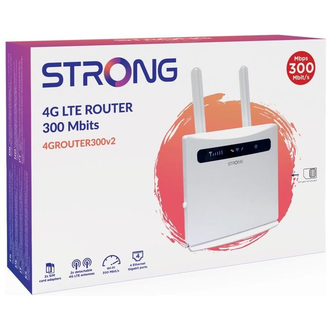 Strong 4GROUTER300V2 Router 4G LTE 150 Mbit-s Wi-Fi 300 Mbit-s 2.4 GHz 4 Porte LAN colore Bianco