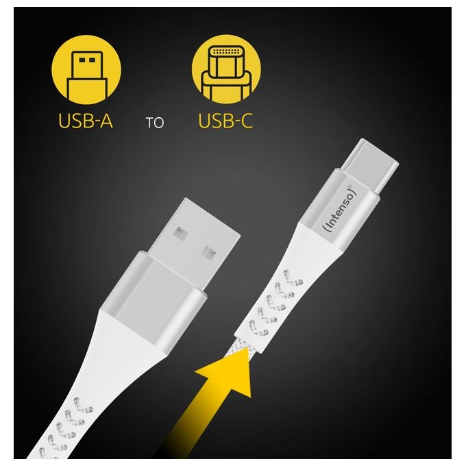 Intenso Cavo-USB A315C Nylon 1.5mt Bianco USB-A - USB-C 60W