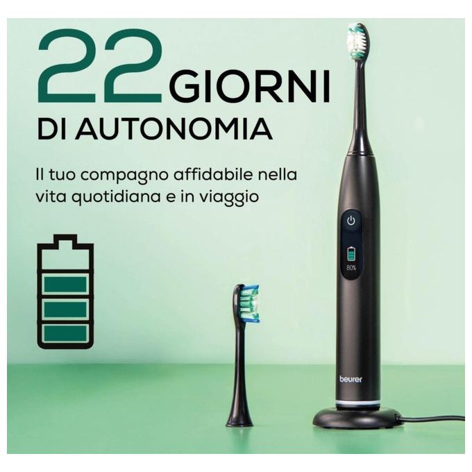 Beurer 10490 SC 50 Spazzolino elettrico sonico 5 modalita' Timer 30 sec autonomia 22 giorni colore Nero