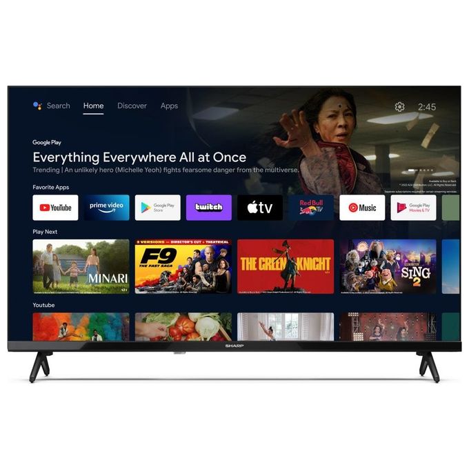 Sharp 32FH2EA Smart TV LED 32'' HD Ready Android Wi-Fi Bluetooth Google Assistant Chromecast colore Nero