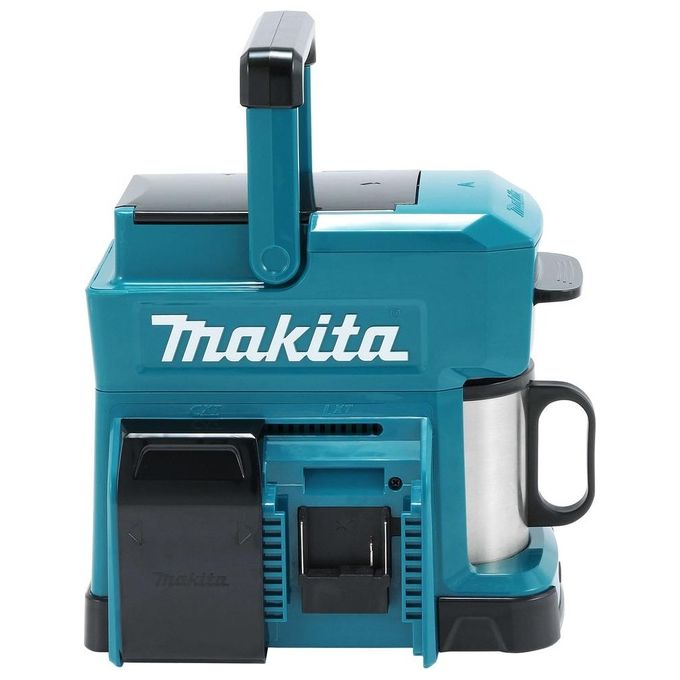 Makita DCM501Z Macchina da caffe' americano portatile con batteria 10,8-18V Li-ion serbatoio 240 ml compatibile cialde e caffe' macinato colore Nero Blu