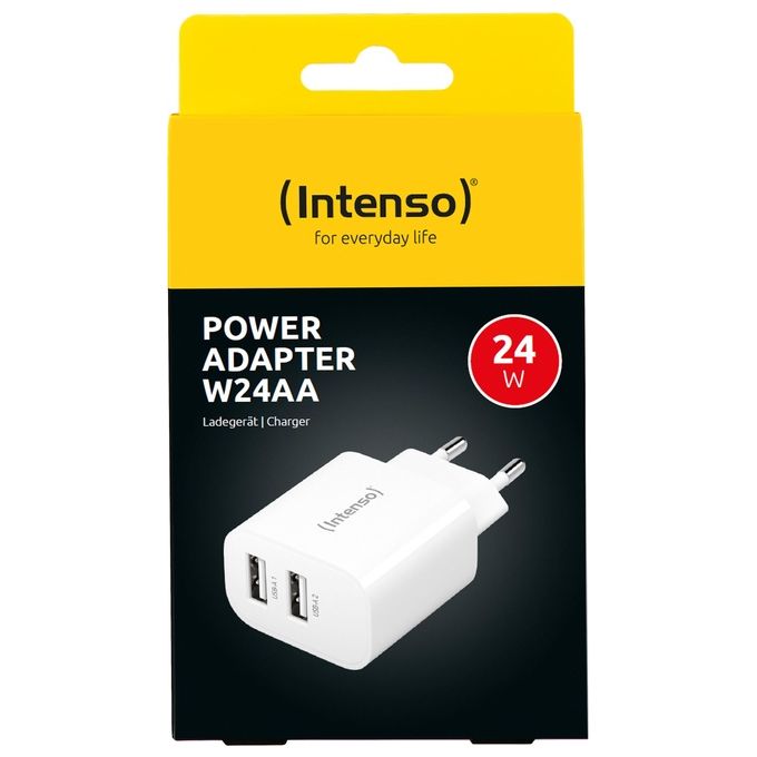 Intenso Power Adapter W24AA Caricatore con 2 Porte USB-A 24 Watt Bianco