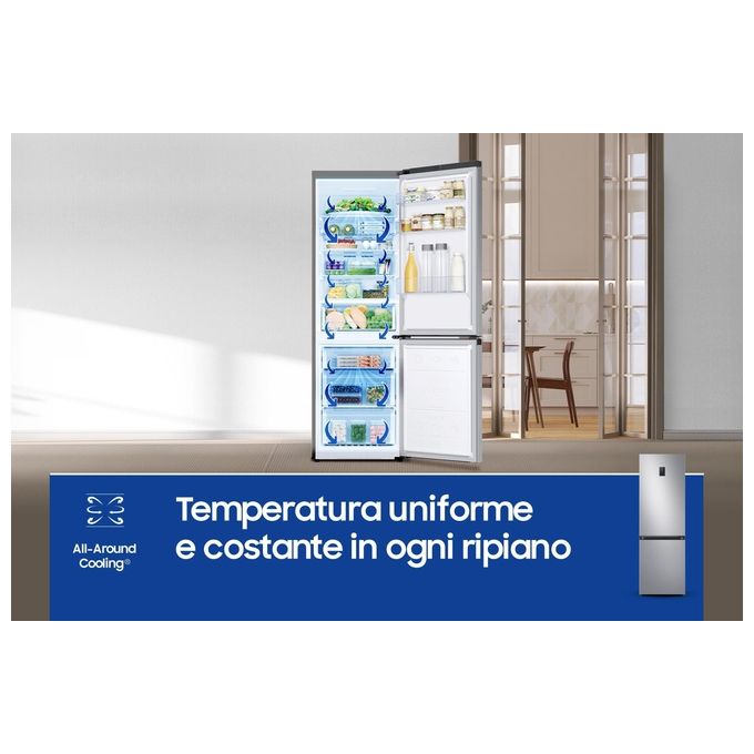 Samsung RB34C672DSA EcoFlex AI Frigorifero Combinato 344 L 185 cm Classe D 35 dB No Frost Wi-Fi colore Silver Inox