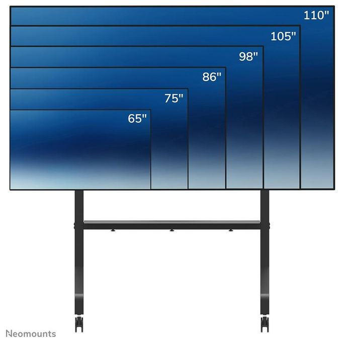 Neomounts FL50-575BL1 Carrello TV per schermi 65-115 pollici portatile con regolazione manuale altezza 10 cm e capacita' 125 Kg colore Nero