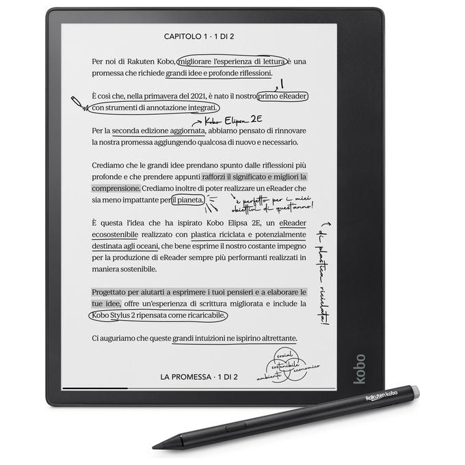 Kobo N605-KU-BK-K-BU Elipsa 2E eReader Touch 10,3'' E Ink 32 GB Wi-Fi Bluetooth Stylus 2 inclusa colore Nero