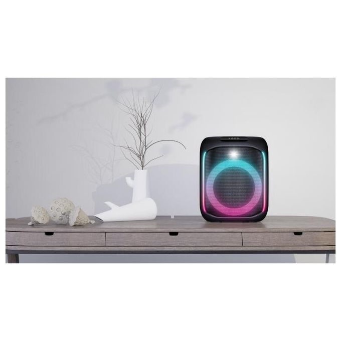 New Majestic 116112 BK FIRE 12 Altoparlante Portatile Stereo Potenza 60 W RMS 480 W PMPO Bluetooth 5.0 TWS Luci LED Multicolore Microfono incluso Telecomando incluso colore Nero