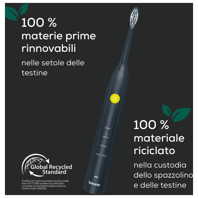 Beurer 10487 SC 30 Spazzolino elettrico sonico 4 modalita' Timer 30 sec autonomia 60 min colore Nero