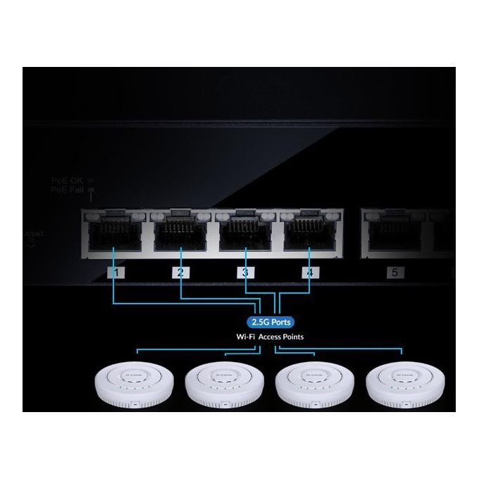 D-Link DMS-108 Switch Non Gestito L2 8 Porte 2.5G Ethernet Capacita' 40 Gbit-s colore Nero