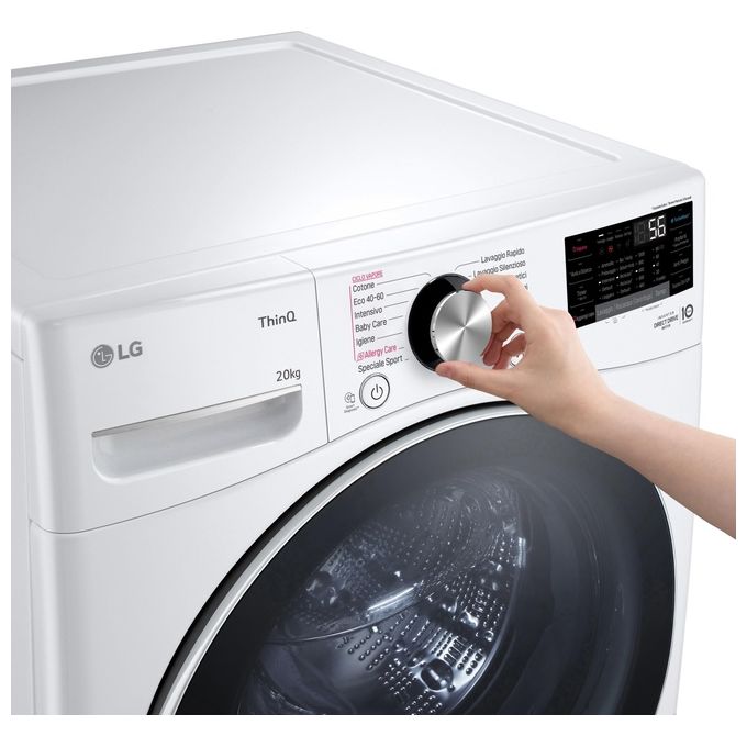 LG Serie P3 F0P3020TSWC Lavatrice libera  installazione XL 20Kg AI DD Classe B 1000 giri TurboWash 360 Vapore Wi-Fi Bianco