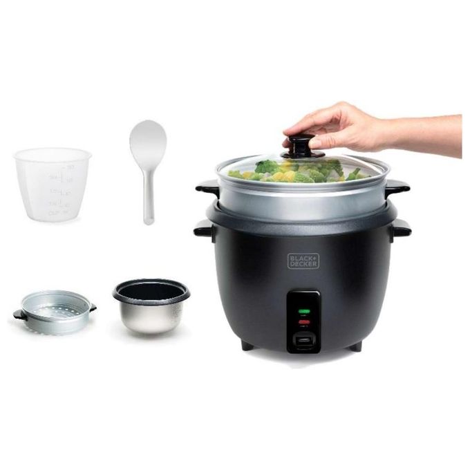 Black+Decker Cuociriso 700W Ciotola 1.8 Litri Estraibile con Accessori