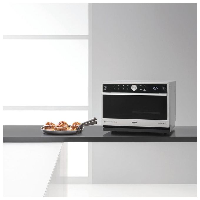 Whirlpool MWSC 9133 SX Supreme Chef Forno a microonde Combinato 33 L 1000 W Grill Vapore Crisp 6° SENSO colore Acciaio Inossidabile
