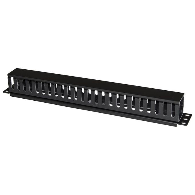 Link pannello passacavi 1 unita a gabbia per rack con coperchio scorrevole 25 slot colore nero