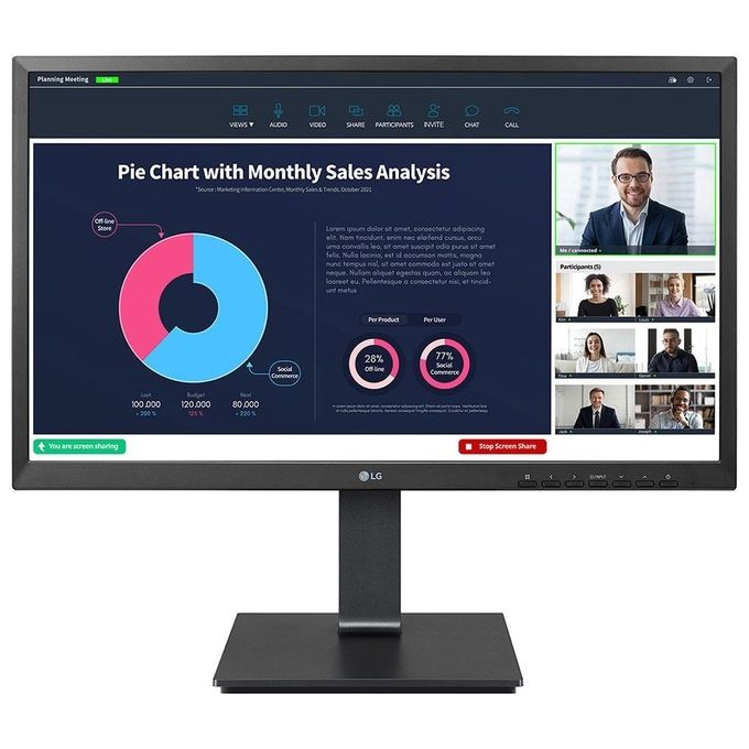 LG 24BP750C-B.AEU Monitor PC 23.8'' Full HD IPS con USB-C Alimentazione 65W Webcam Integrata colore Nero