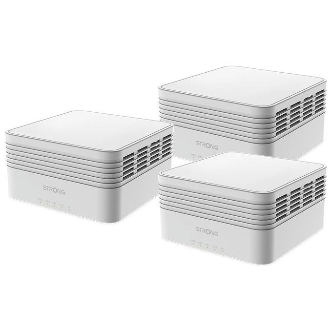 Strong MESHTRIAX3000 Atria Sistema Wi-Fi Mesh AX3000 Wi-Fi 6 Dual Band 3 Unita' 3000 Mbps Copertura 525 m² 3 Porte Gigabit colore Bianco