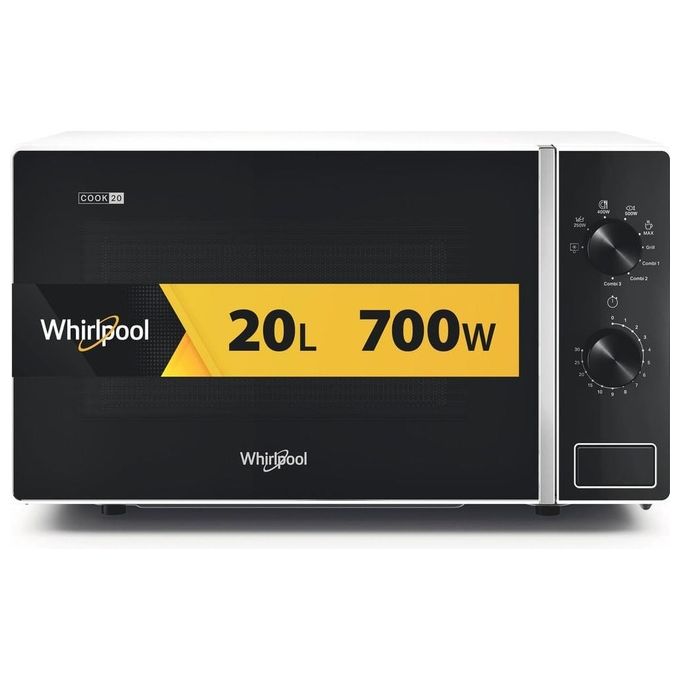 Whirlpool MWP 103 W Cook20 Forno a Microonde con Grill 20 L 700 W Grill al Quarzo 1000 W Controllo Manopola colore Bianco