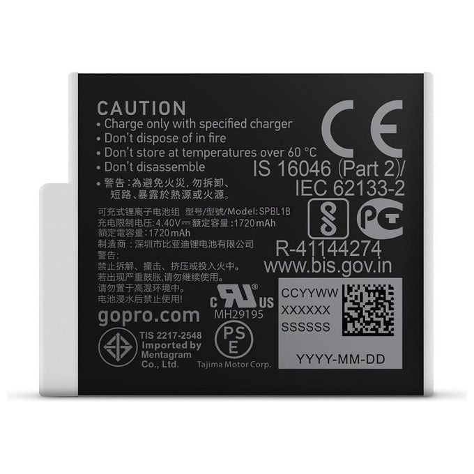GoPro ADBAT-011 Enduro Batteria Ricaricabile Action Cam 1720 mAh compatibile HERO9 HERO10 HERO11 HERO12 Black colore Nero