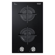 De'Longhi NSL230NC Piano cottura a gas 30 cm 2 fuochi vetroceramica griglie in ghisa manopole metallo colore Nero