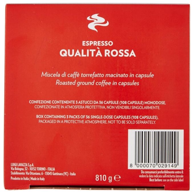 Lavazza Capsule Qualita' Rossa 108 Pezzi A Modo Mio