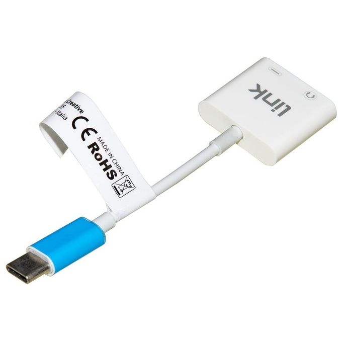 Link Adattatore Splitter Usb-C Maschio per Ricarica Smartphone e Audio con Microfono per Telefonate e Musica 15cm