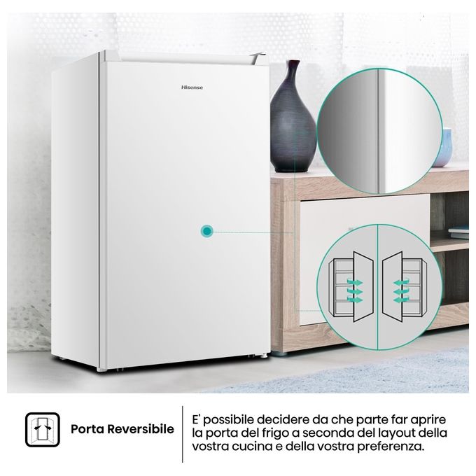 Hisense FV78D4AWE Congelatore Verticale 61 L 84 cm Classe E 38 dB Libera Installazione 3 Cassetti Porta Reversibile colore Bianco