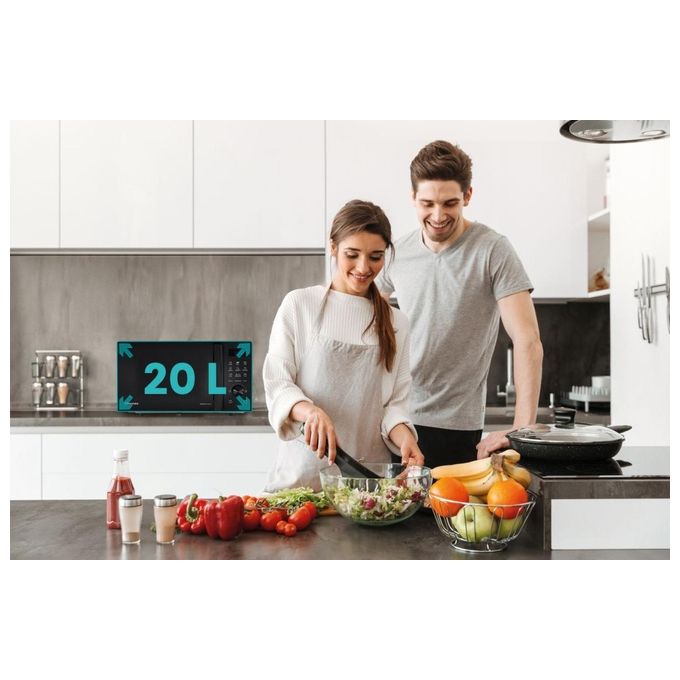 Hisense H20MOBSD1H Forno a Microonde Solo 20 L 700W 9 Programmi Rivestimento Ceramica colore Nero