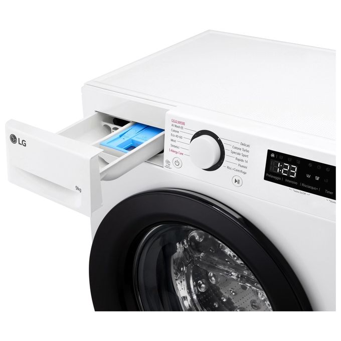LG F2R3S09NSWB Lavatrice 9Kg AI DD Classe Energetica A-10% 1200 Giri Vapore AI Wash