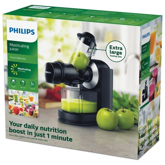 Philips HR1889-70 Viva Collection Estrattore di Succo Slow Juicer 150W Apertura XL 70mm 1L colore Nero