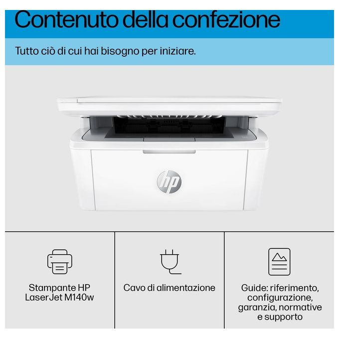 HP 7MD72F LaserJet M140w Stampante Multifunzione Laser A4 Mono 20 ppm 600x600 DPI Wi-Fi Bluetooth colore Bianco