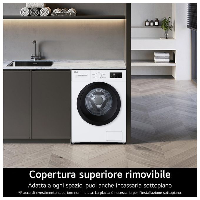 Lg F4NA10S8NWK Lavatrice Slim 8 Kg Classe A Profondita' 47 cm Centrifuga 1400 giri Inverter Vapore colore Bianco